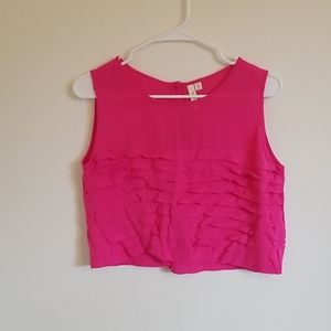 Pink Layered Ruffle Crop Top